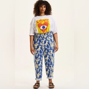 Lucy & Yak Blue and Cream Patterned Trousers